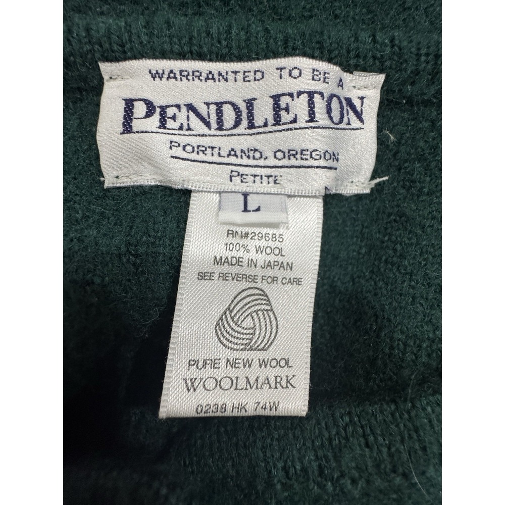 Pendleton Petite Emerald Green Wool Cardigan Butt… - image 4